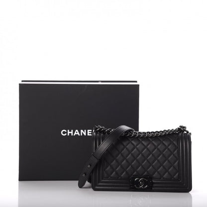 Chanel Calfskin Quilted Medium Boy Flap So Black 9 of 9