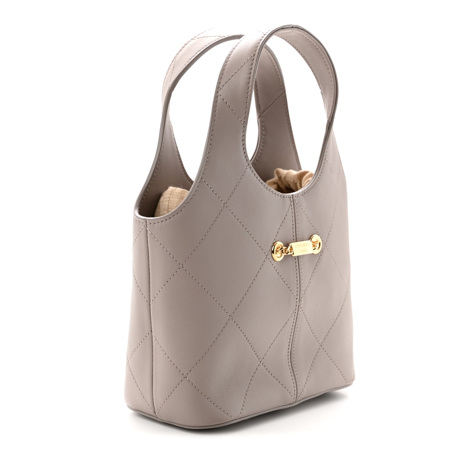 Calfskin Quilted Small Shopping Bag Grey