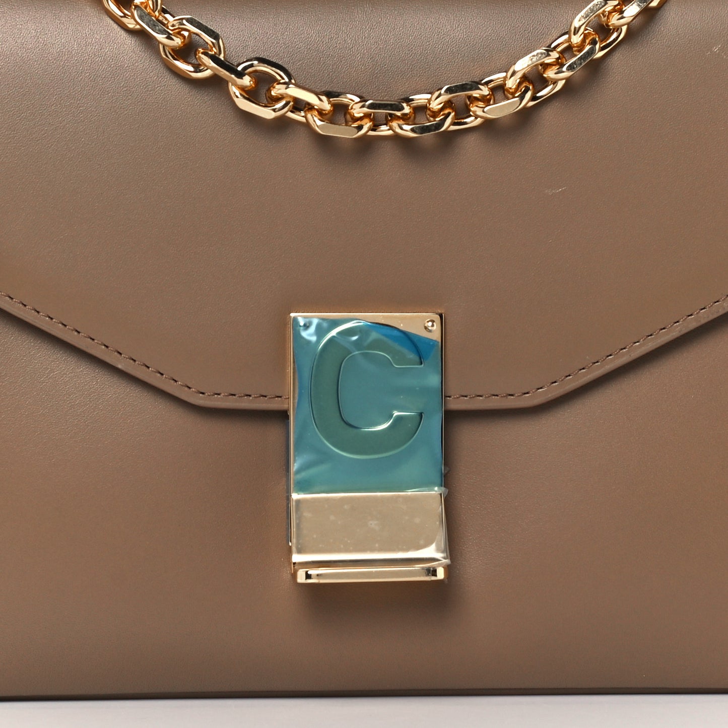 Shiny Calfskin Medium C Bag Camel