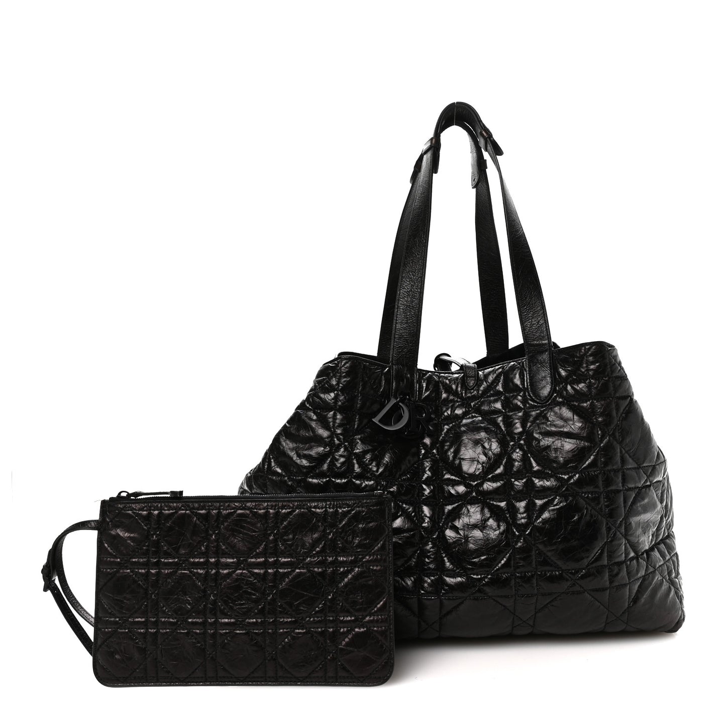 Crinkled Calfskin Macrocannage Large Toujours Black