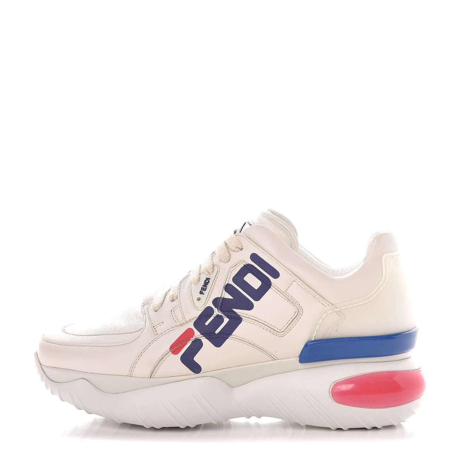 Fendi X FILA Vitello Mania Painted Womens Chunky Sneakers 40 Ice White Caipiroska Blueberry 1 of 8