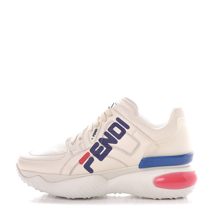 Fendi X FILA Vitello Mania Painted Womens Chunky Sneakers 40 Ice White Caipiroska Blueberry 1 of 8