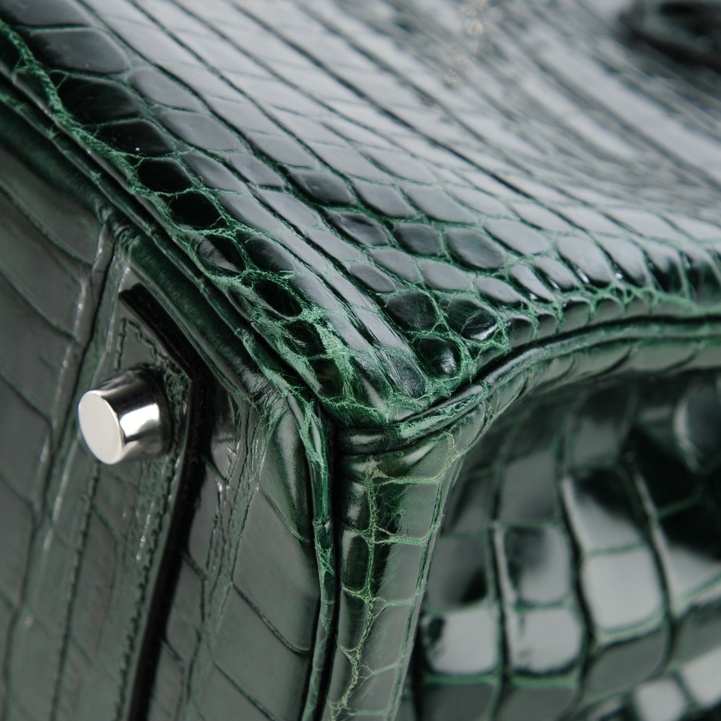 Shiny Porosus Crocodile Birkin 30 Vert Fonce