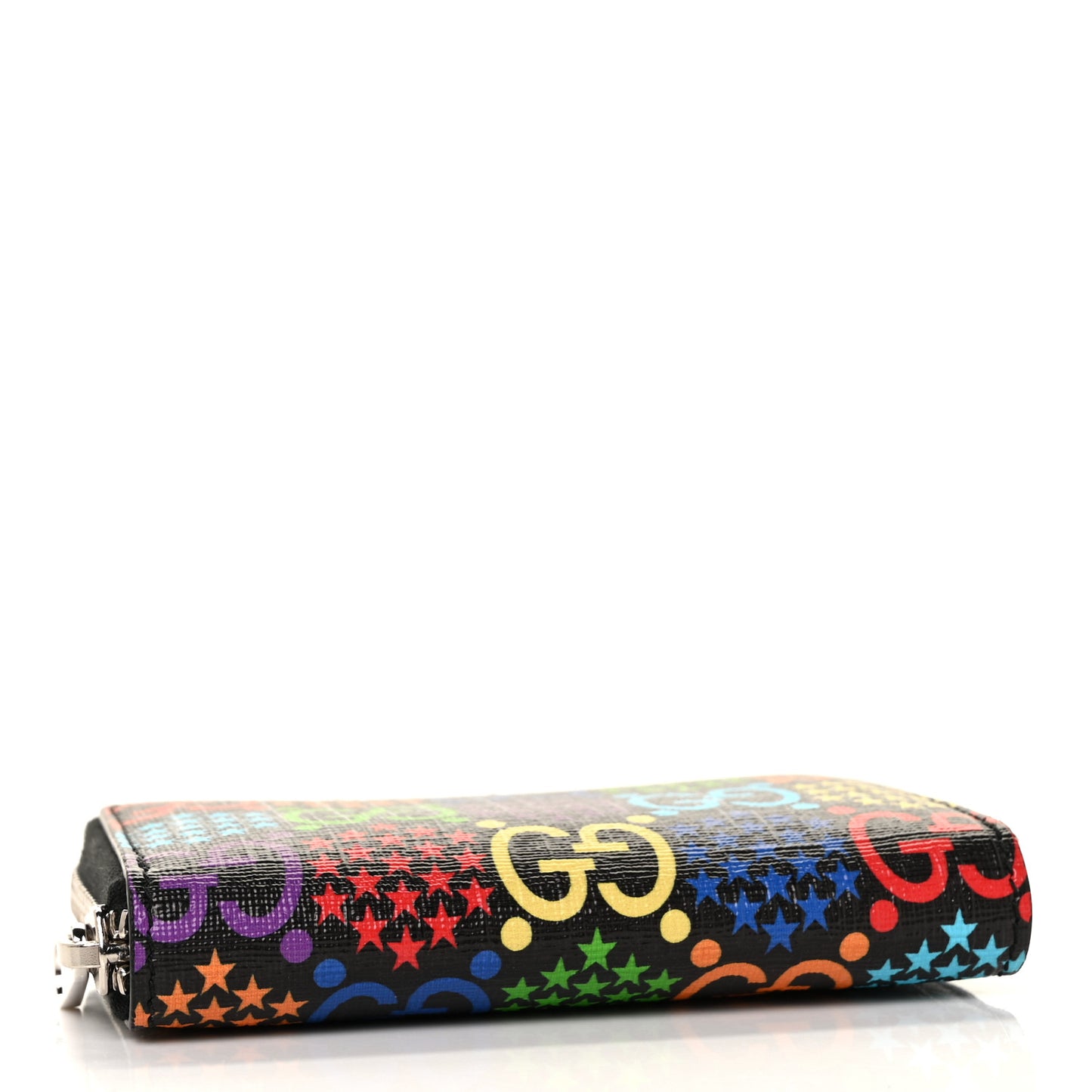 GG Supreme Monogram Psychedelic Zip Around Card Case Wallet Black