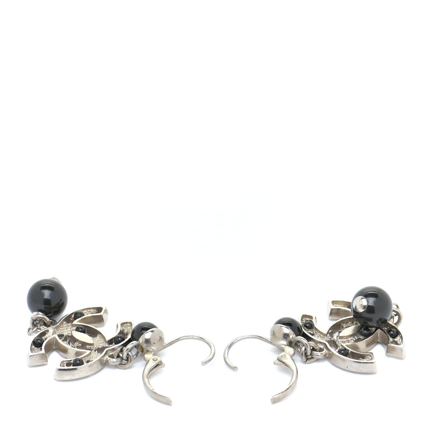 Chanel Ruthenium Bead CC Drop Earrings Black 3 of 4