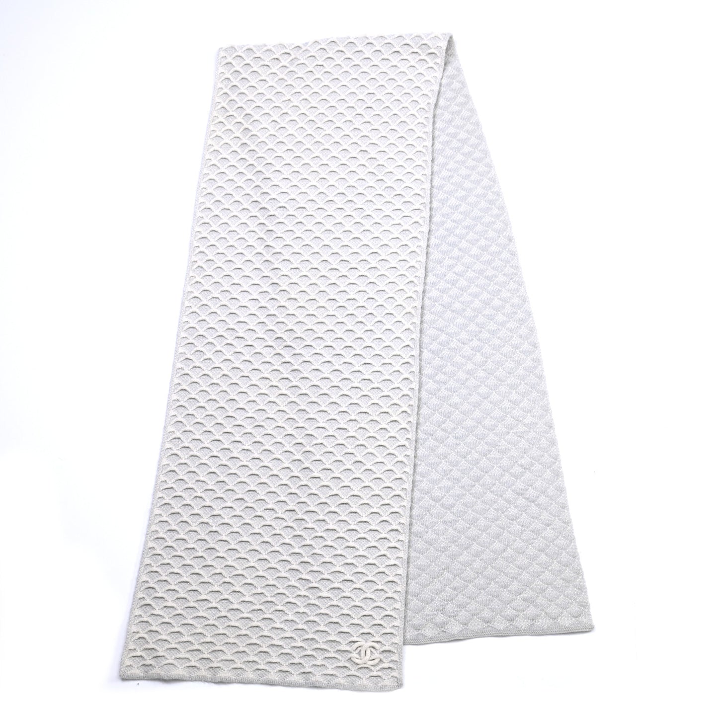 Wool CC Scarf Grey Ivory