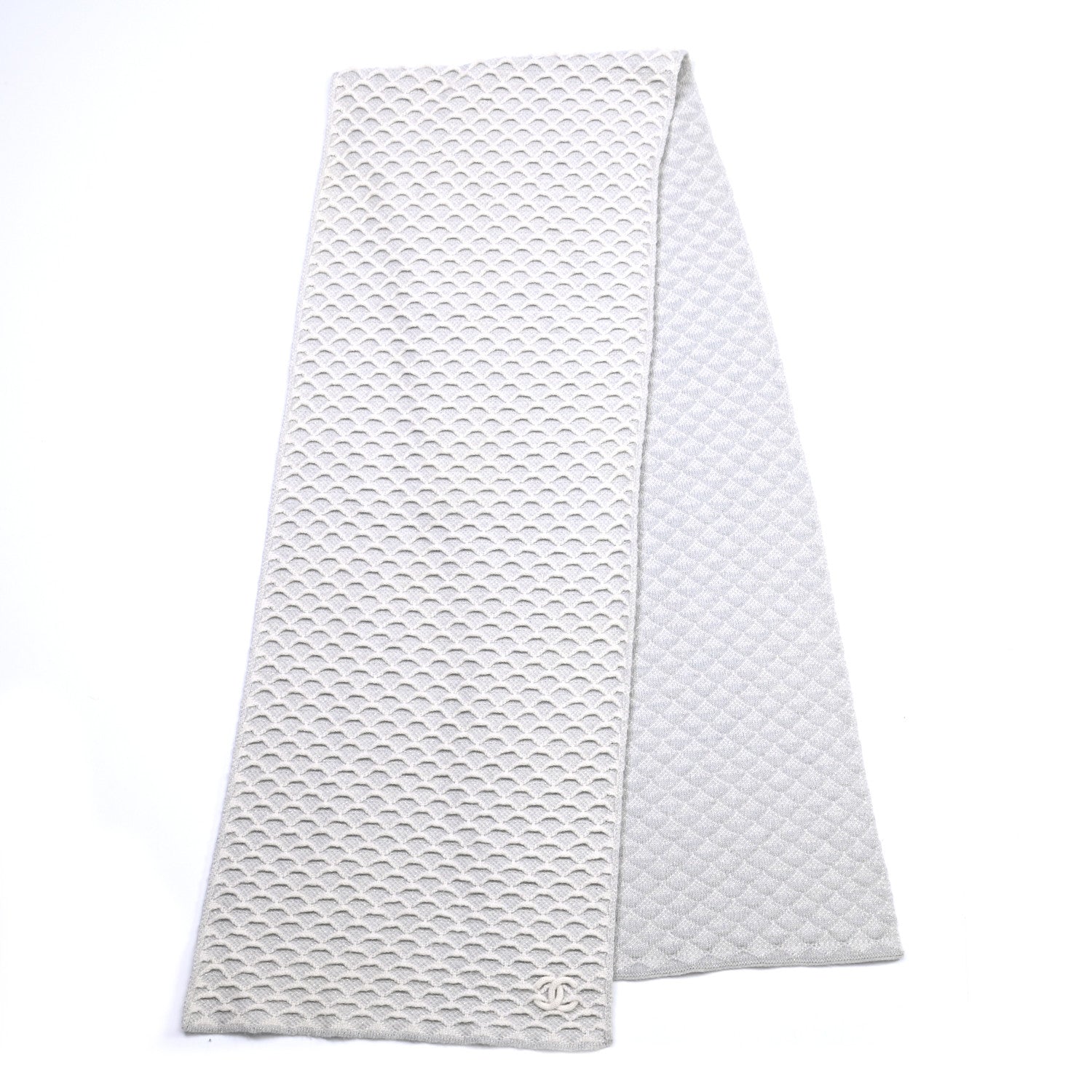 Chanel Wool CC Scarf Grey Ivory 2 of 4