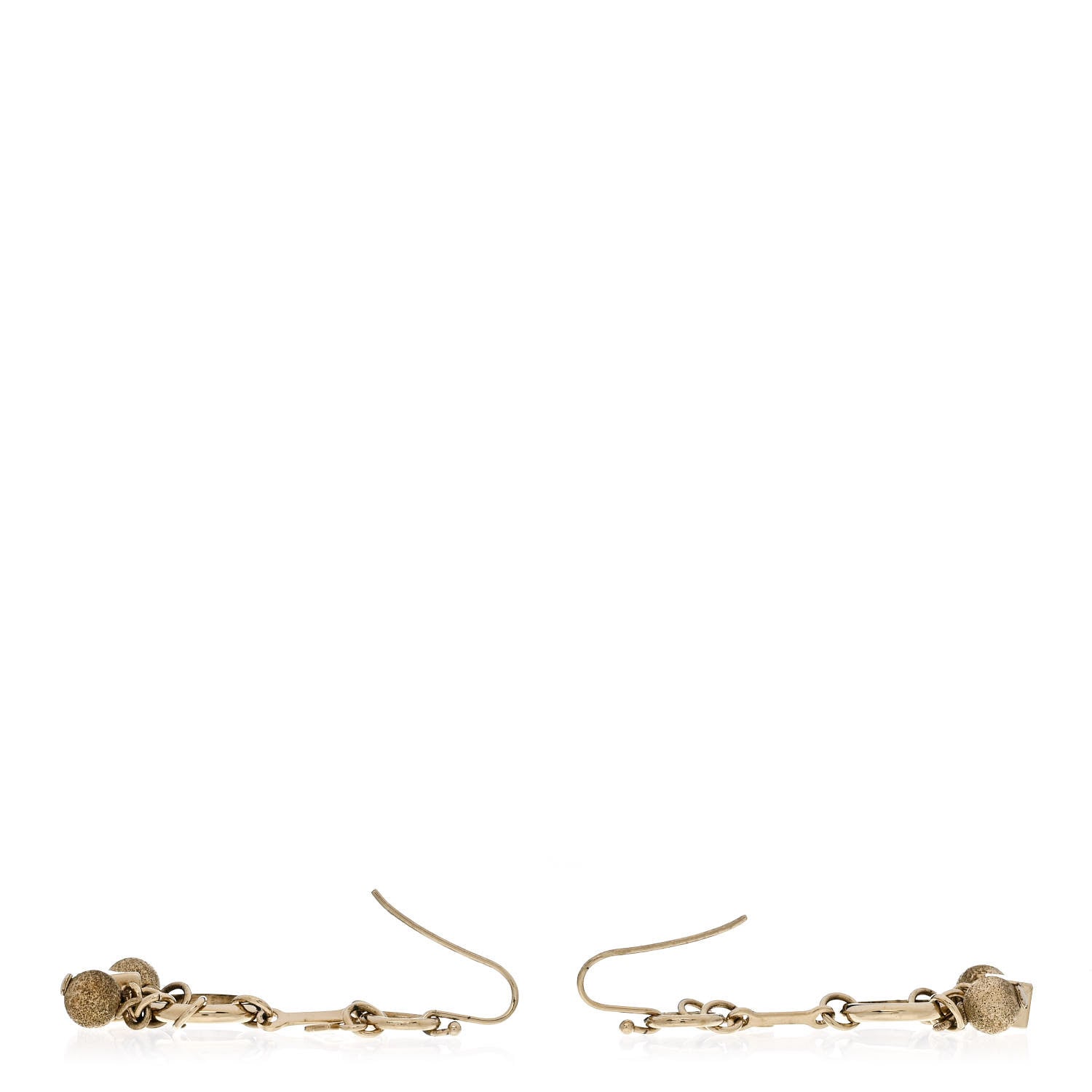 Fendi Metal Cube FF Hoop Drop Earrings Gold Silver 3 of 5