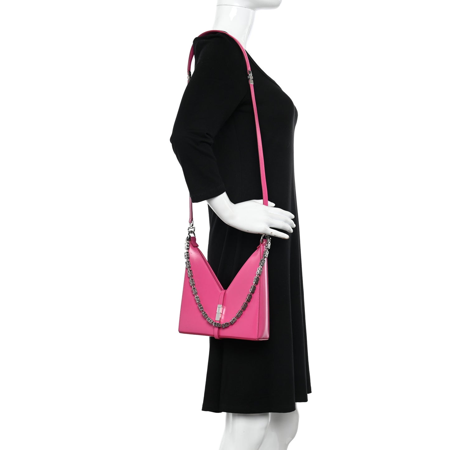 Box Calfskin Mini Cut Out Shoulder Bag Neon Pink