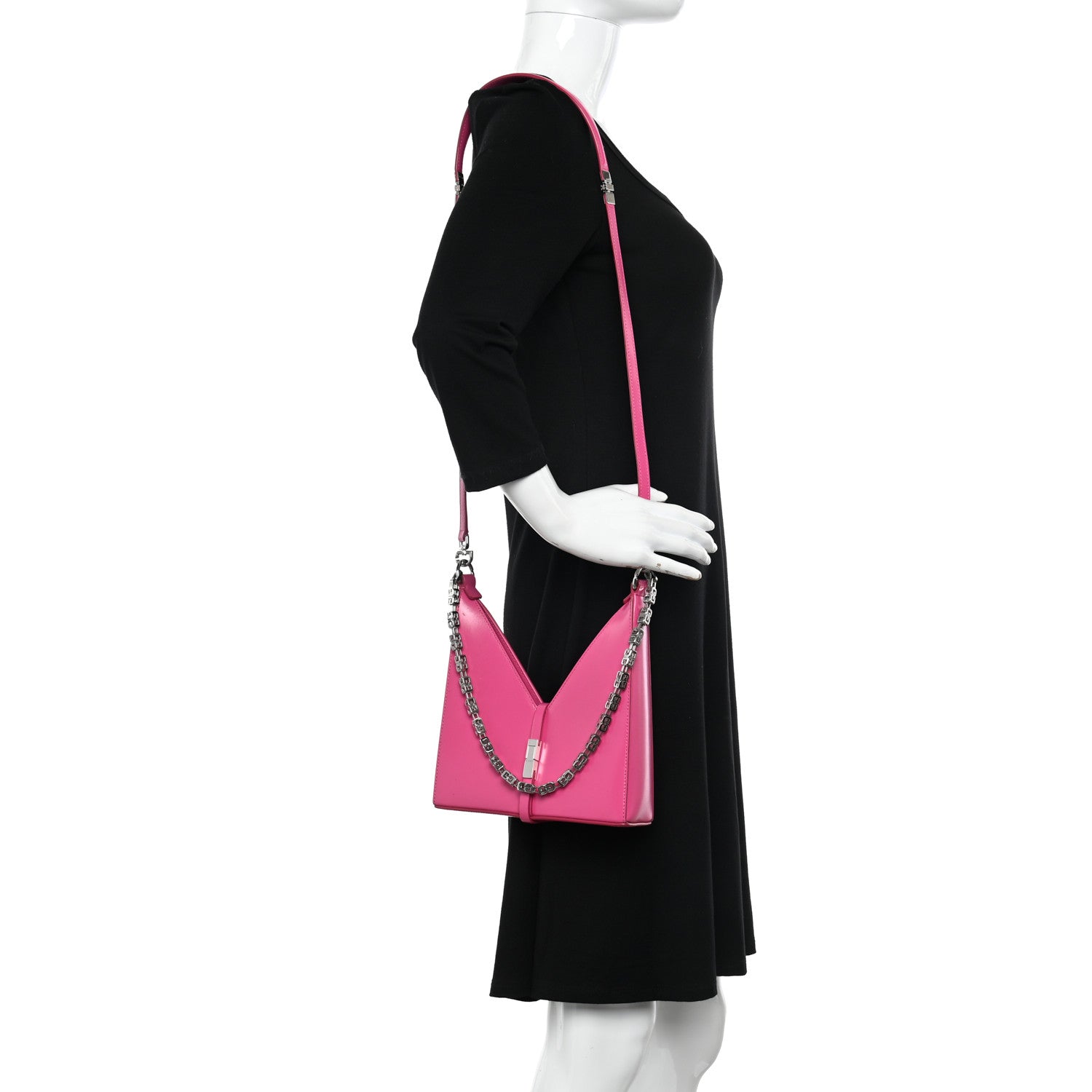 Givenchy Box Calfskin Mini Cut Out Shoulder Bag Neon Pink 2 of 18