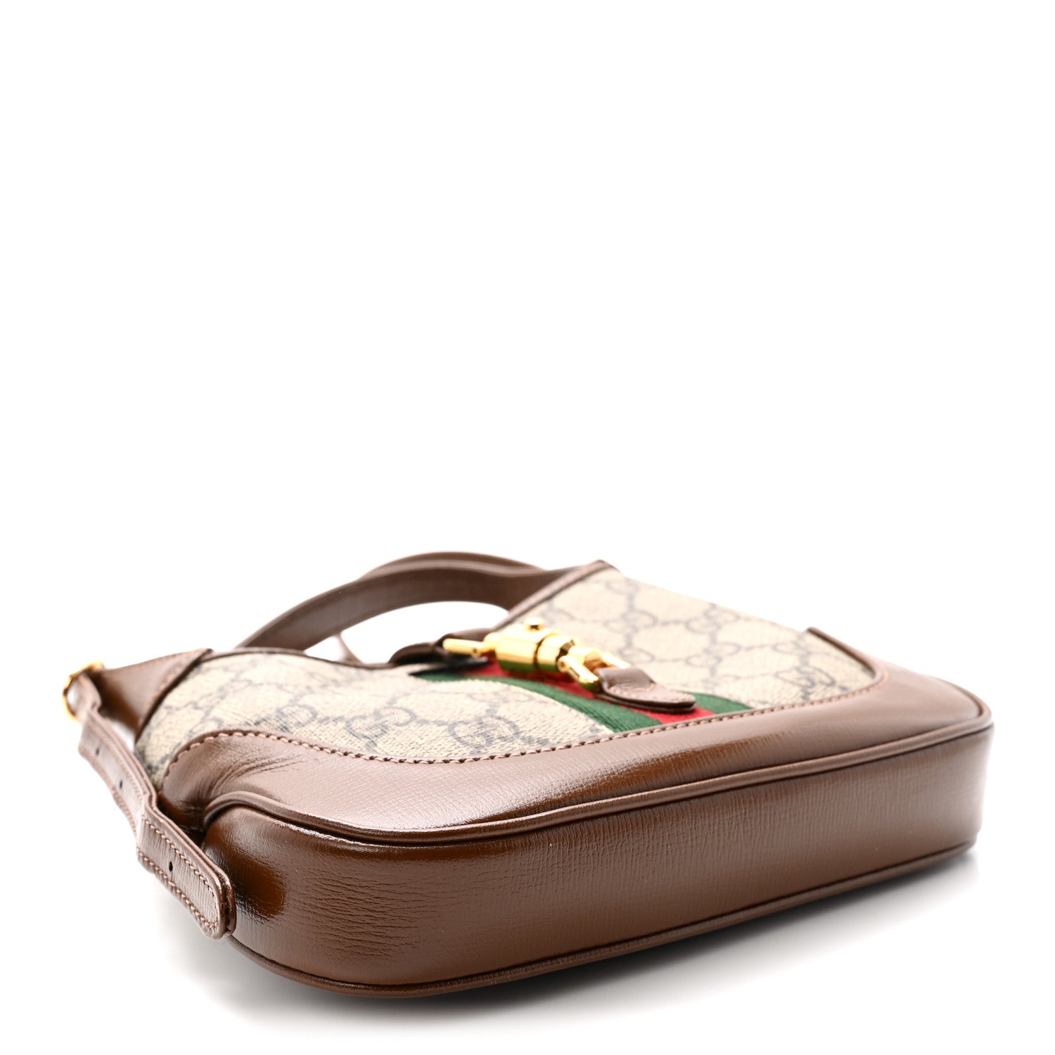 Gucci GG Supreme Monogram Azalea Calfskin Web Mini Jackie 1961 Hobo Beige Ebony Brown Sugar 4 of 11