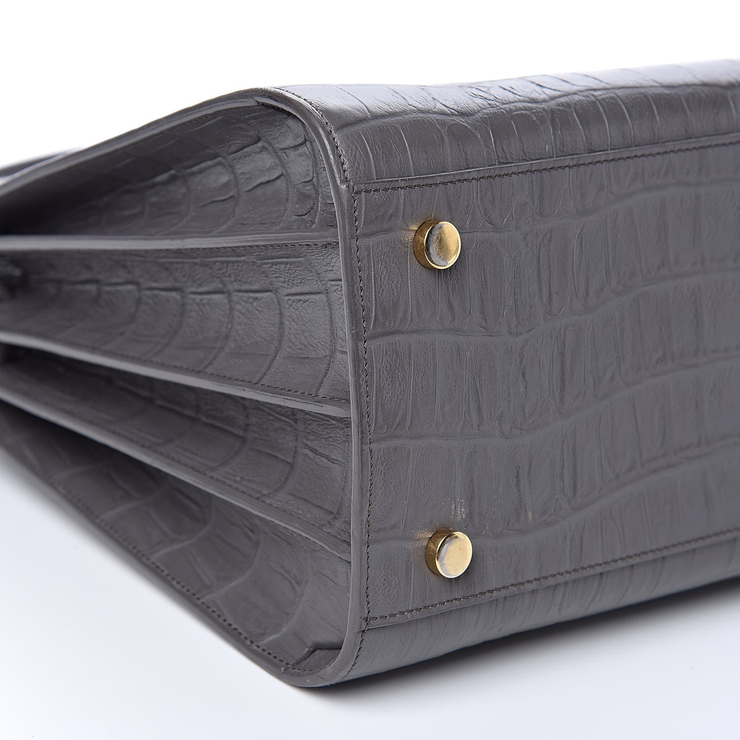 Saint Laurent Calfskin Crocodile Embossed Small Sac De Jour Fog 8 of 13