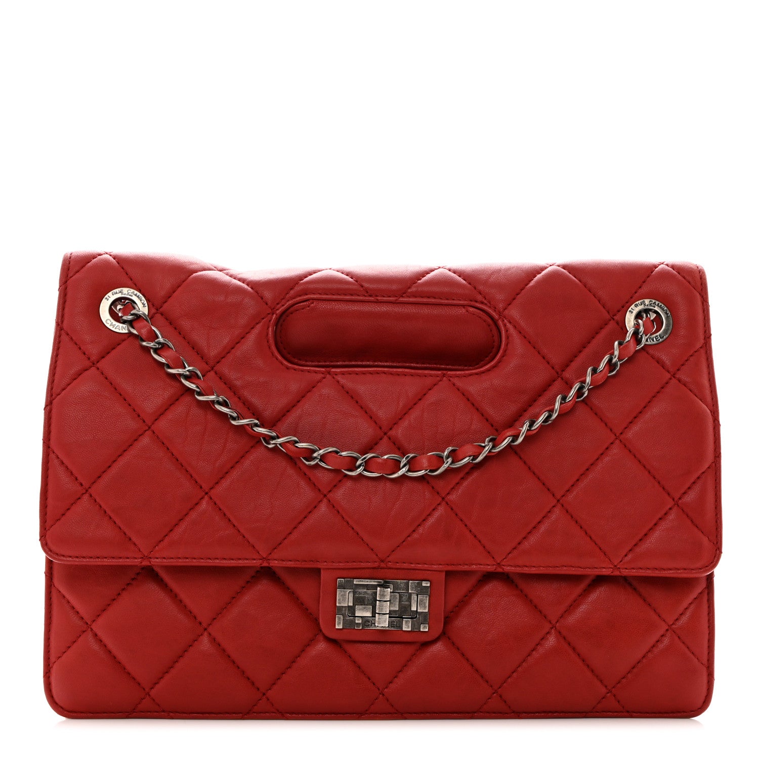 Chanel Washed Lambskin Jumbo Take Away Flap Red 1 of 10