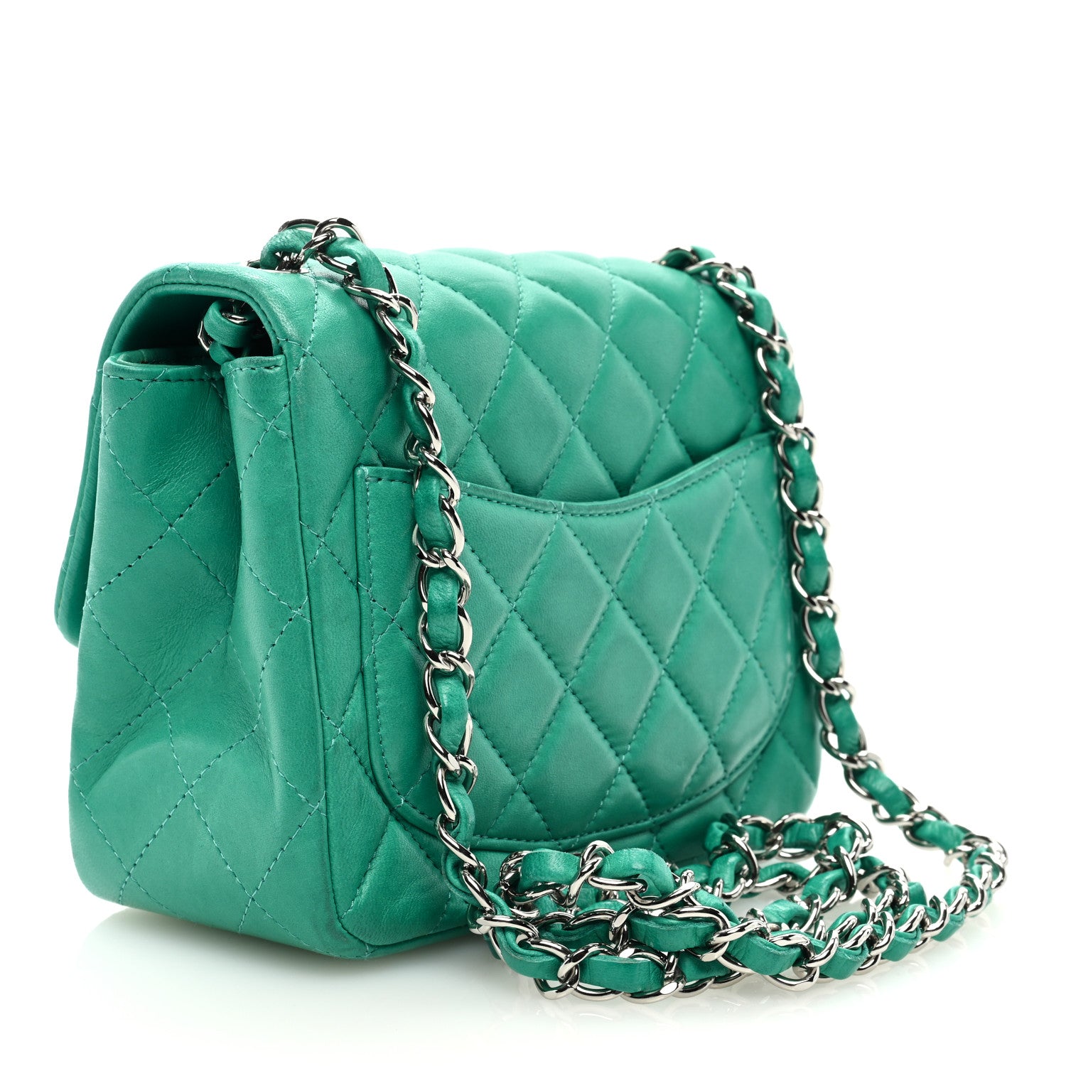 Chanel Lambskin Quilted Mini Square Flap Green 3 of 9