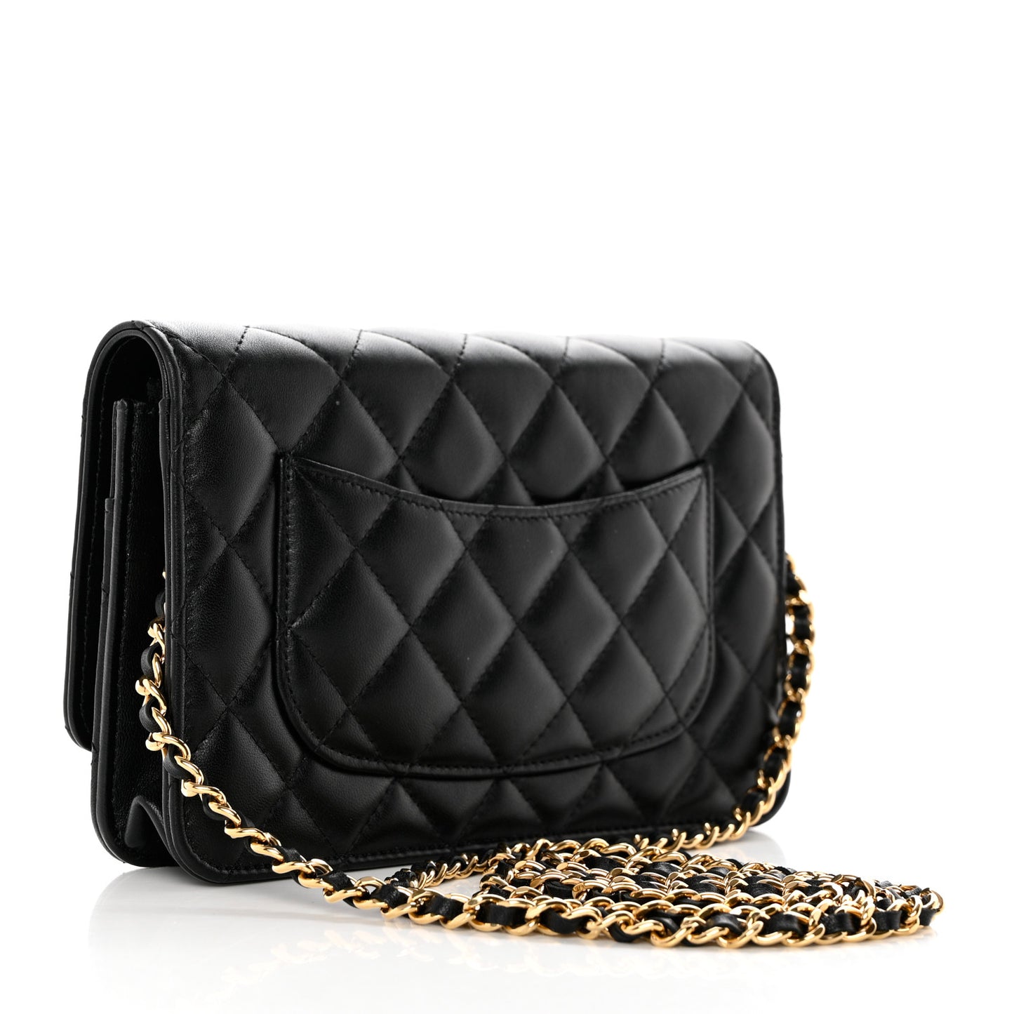 Lambskin Quilted Wallet On Chain WOC Black