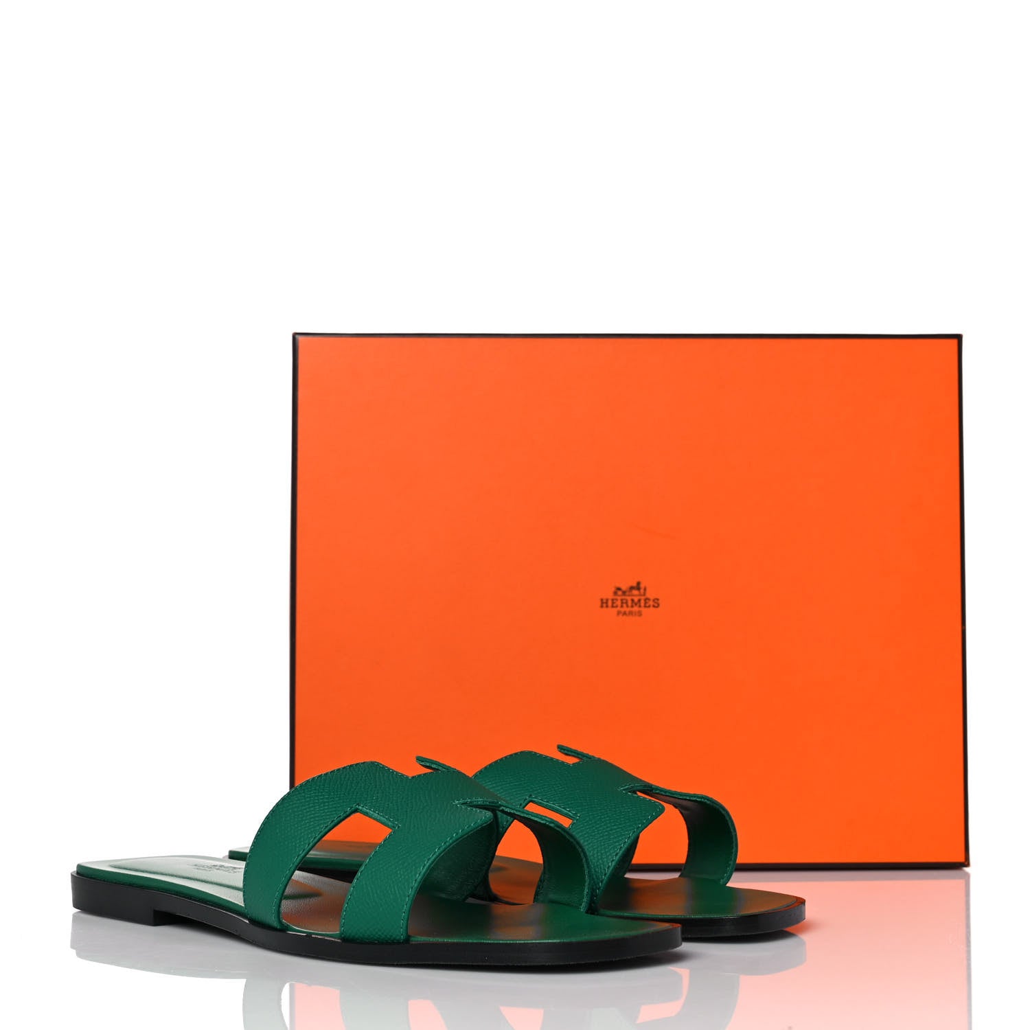 Hermes Epsom Oran Sandals 40.5 Vert Emeraude 9 of 18