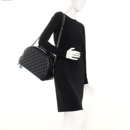 Chanel Calfskin Quilted Medium Airlines Round Trip Bowling Bag Black 2 of 8