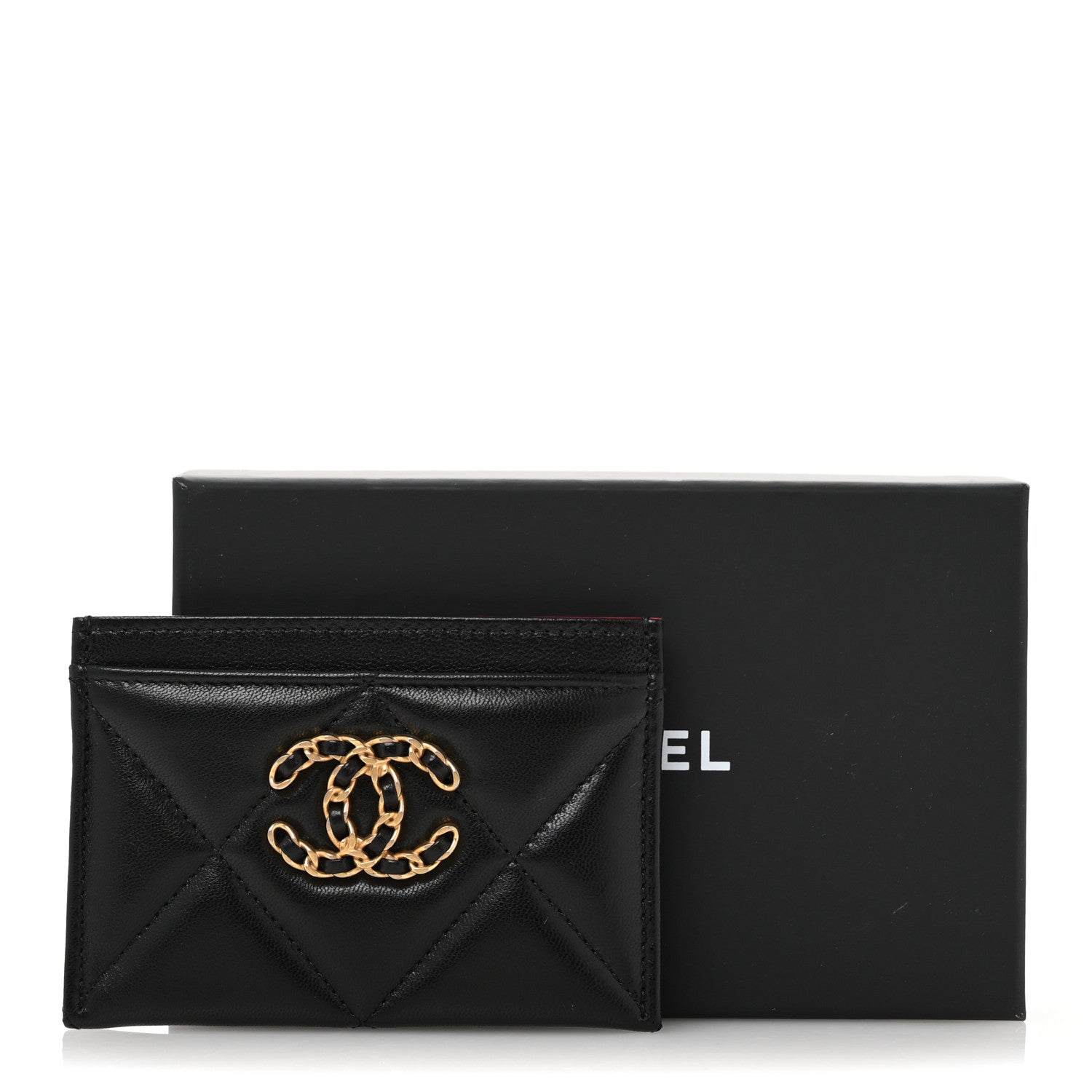 Chanel Lambskin Quilted Chanel 19 Card Holder Black 10 of 10