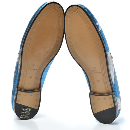 Gucci Lurex Calfskin Starry Sky Womens Jordaan Loafers 36 Bluette Silver 7 of 7