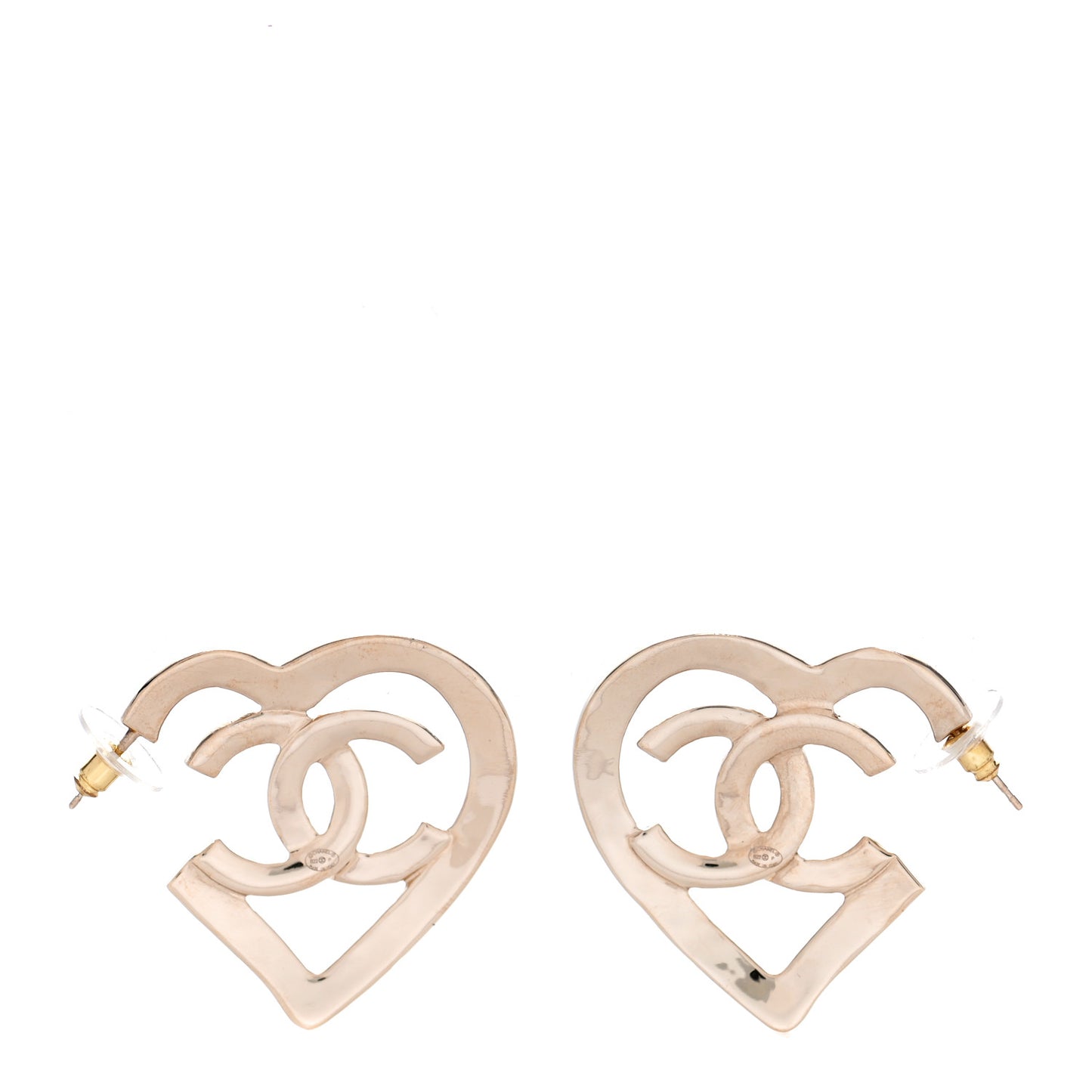 Metal CC Heart Coco In Love Hoop Earrings Gold