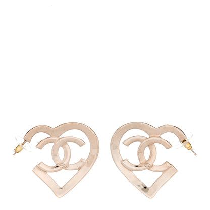 Chanel Metal CC Heart Coco In Love Hoop Earrings Gold 5 of 14