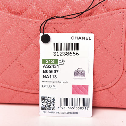 Chanel Caviar Quilted Mini Top Handle Rectangular Flap Pink 12 of 12