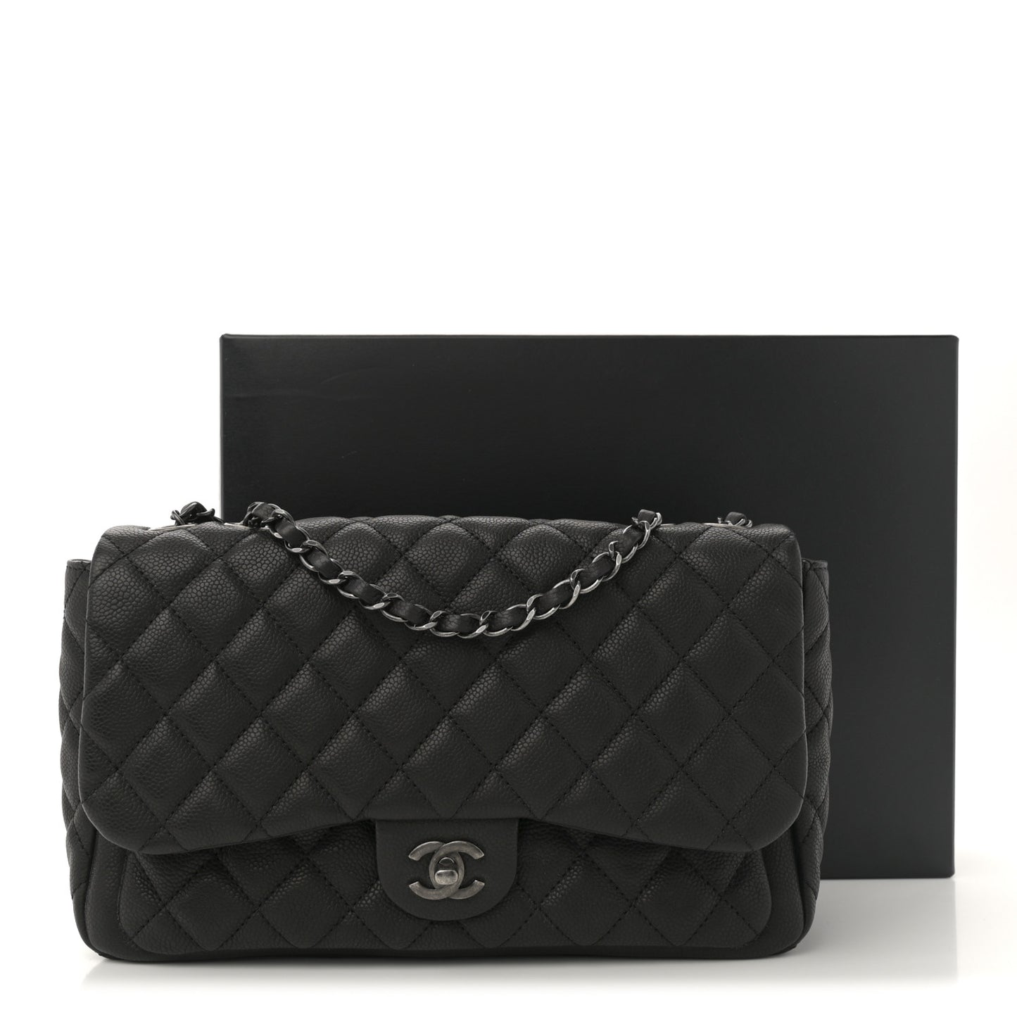 Caviar Quilted Large Now and Forever Flap Black