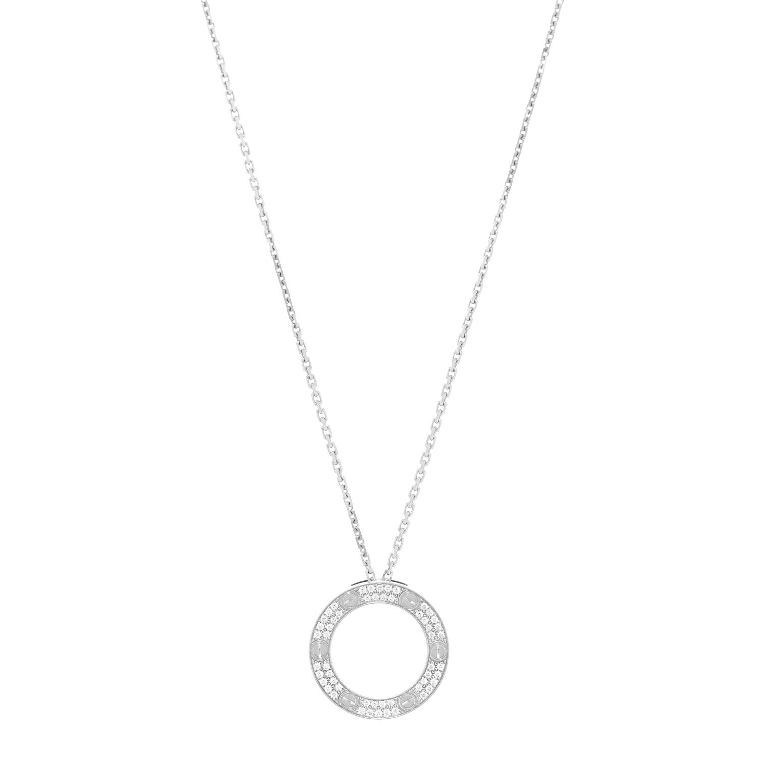 Cartier 18K White Gold Diamond LOVE Paved Necklace 1 of 5