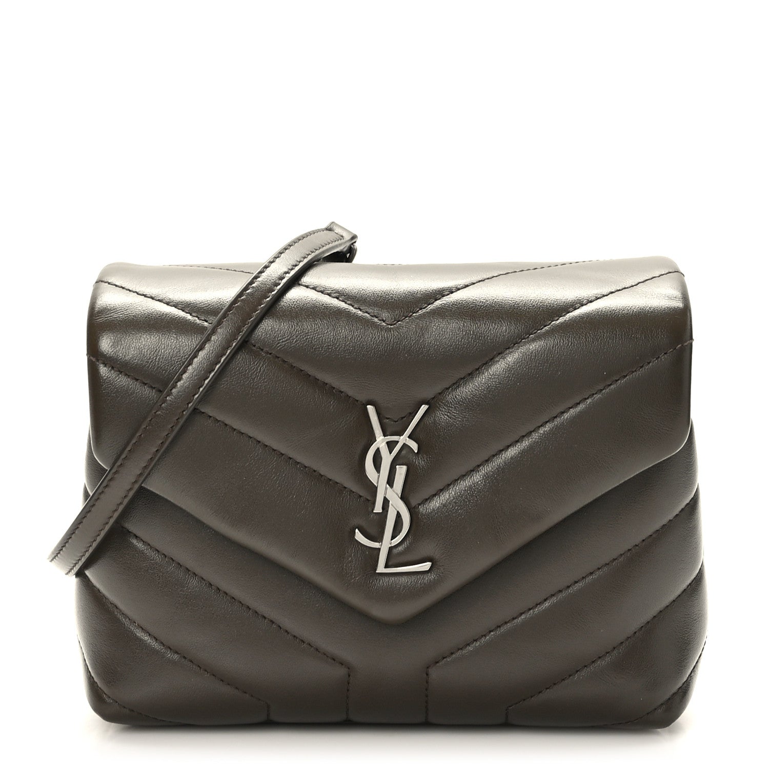Saint Laurent Calfskin Y Quilted Monogram Toy Loulou Crossbody Bag Military Olive 1 of 9