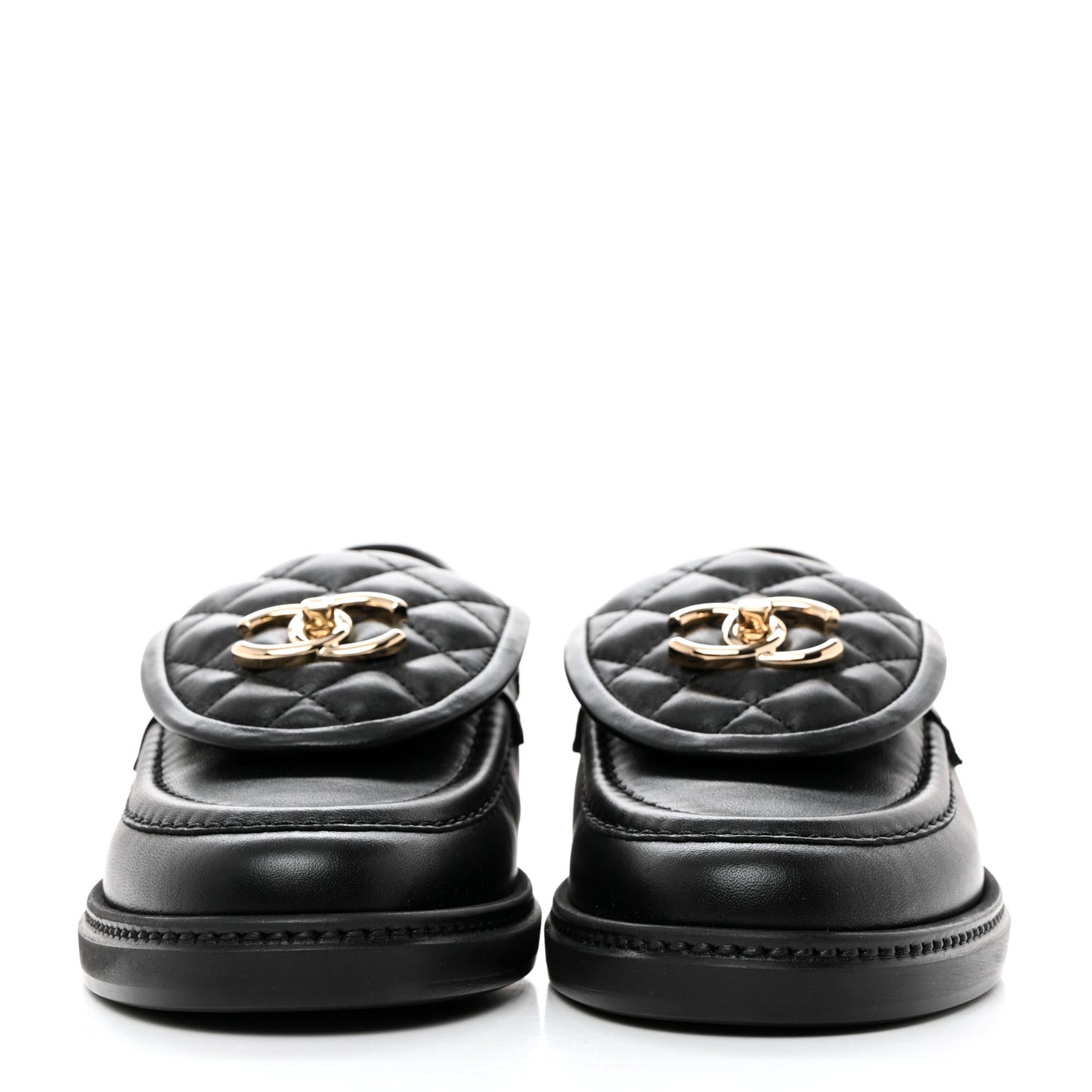 Lambskin Quilted CC Turnlock Loafers 37.5 Black