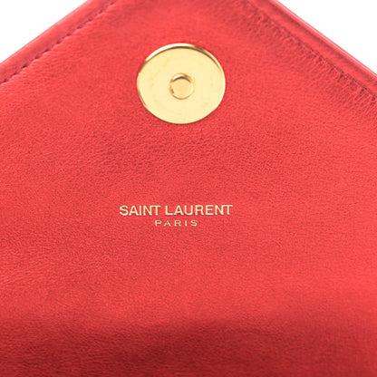 Saint Laurent Metallic Matelasse Chevron Small Monogram Chain Shoulder Bag Red 7 of 12