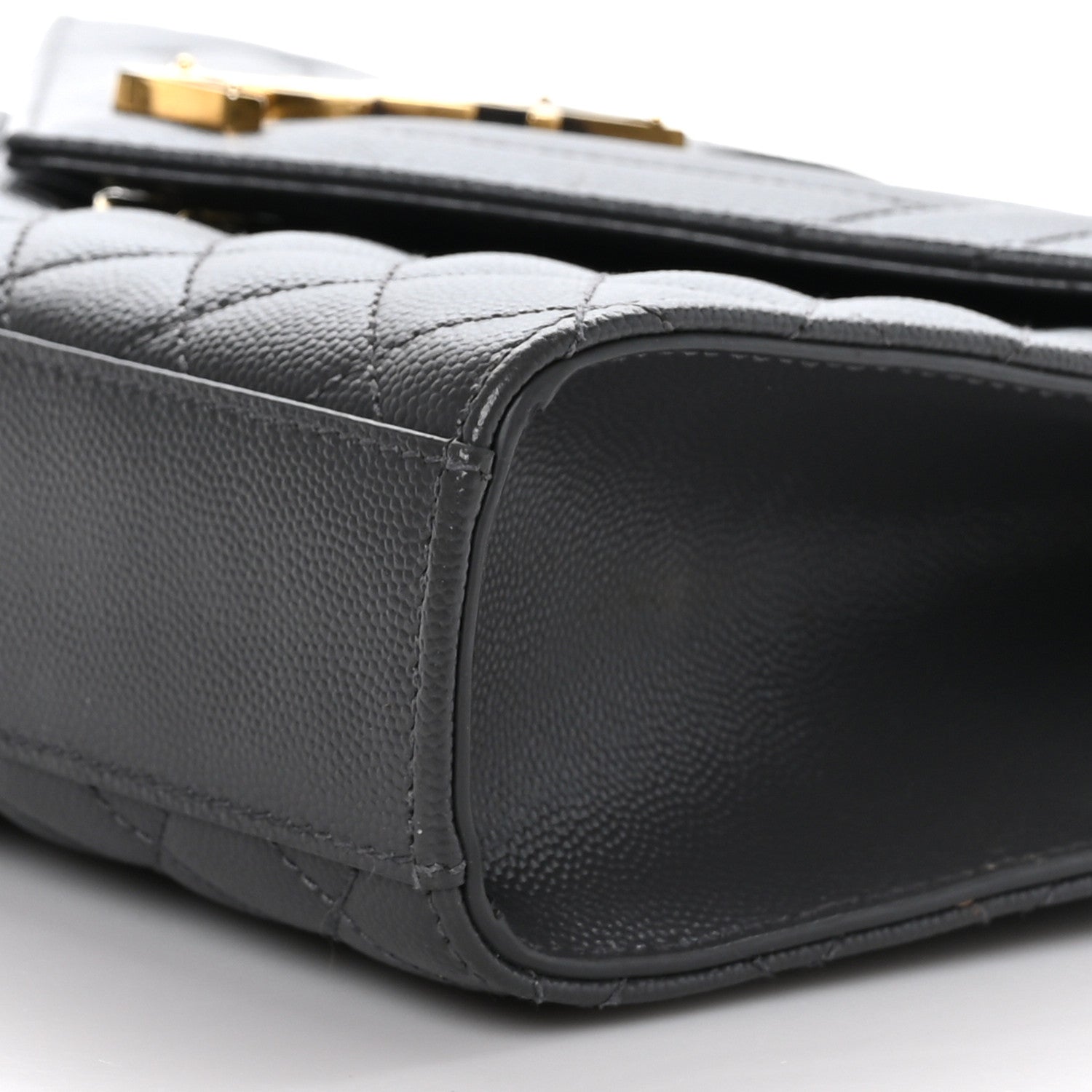 Saint Laurent Grain De Poudre Textured Mixed Matelasse Medium Triquilt Monogram Satchel Earth 8 of 8