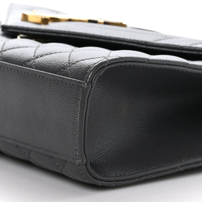 Saint Laurent Grain De Poudre Textured Mixed Matelasse Medium Triquilt Monogram Satchel Earth 8 of 8