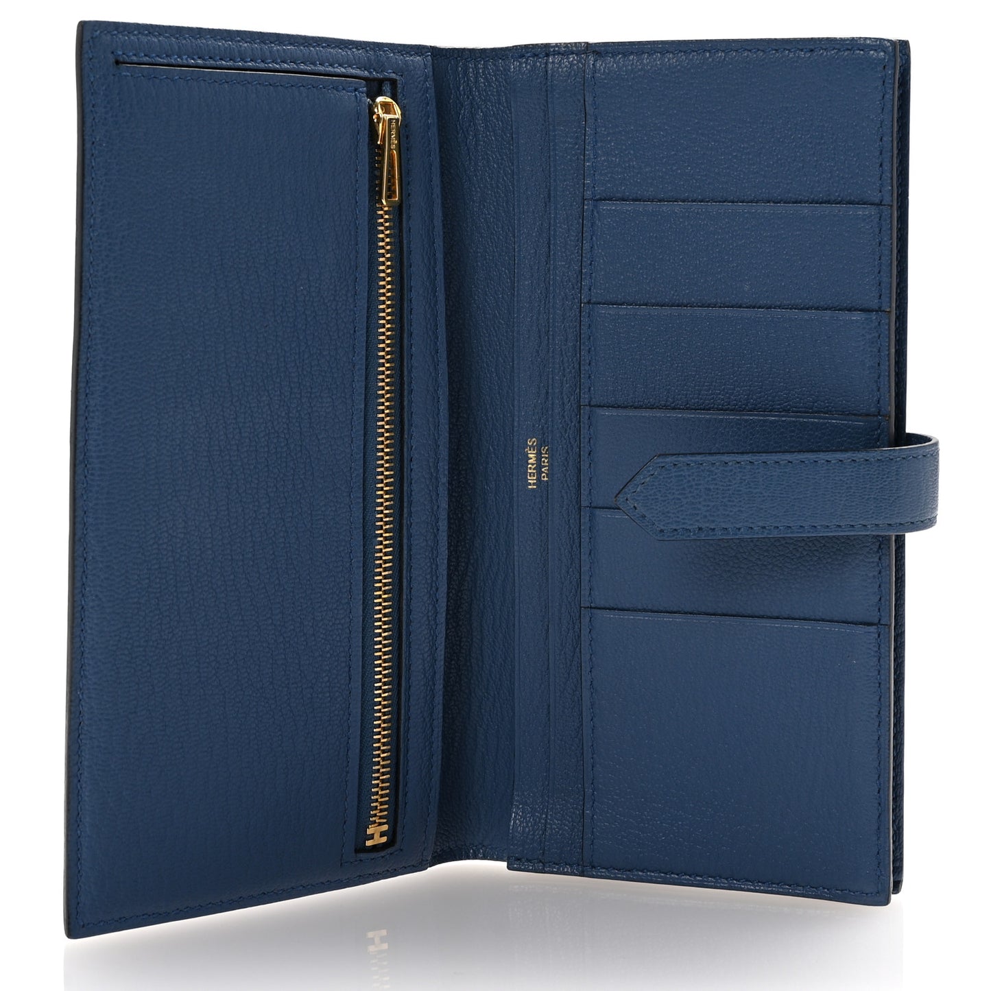 Chèvre Mysore Bearn Gusset Wallet Bleu Agate