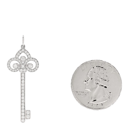 Tiffany Platinum Diamond .41ct Fleur De Lis Key Pendant 2 of 5
