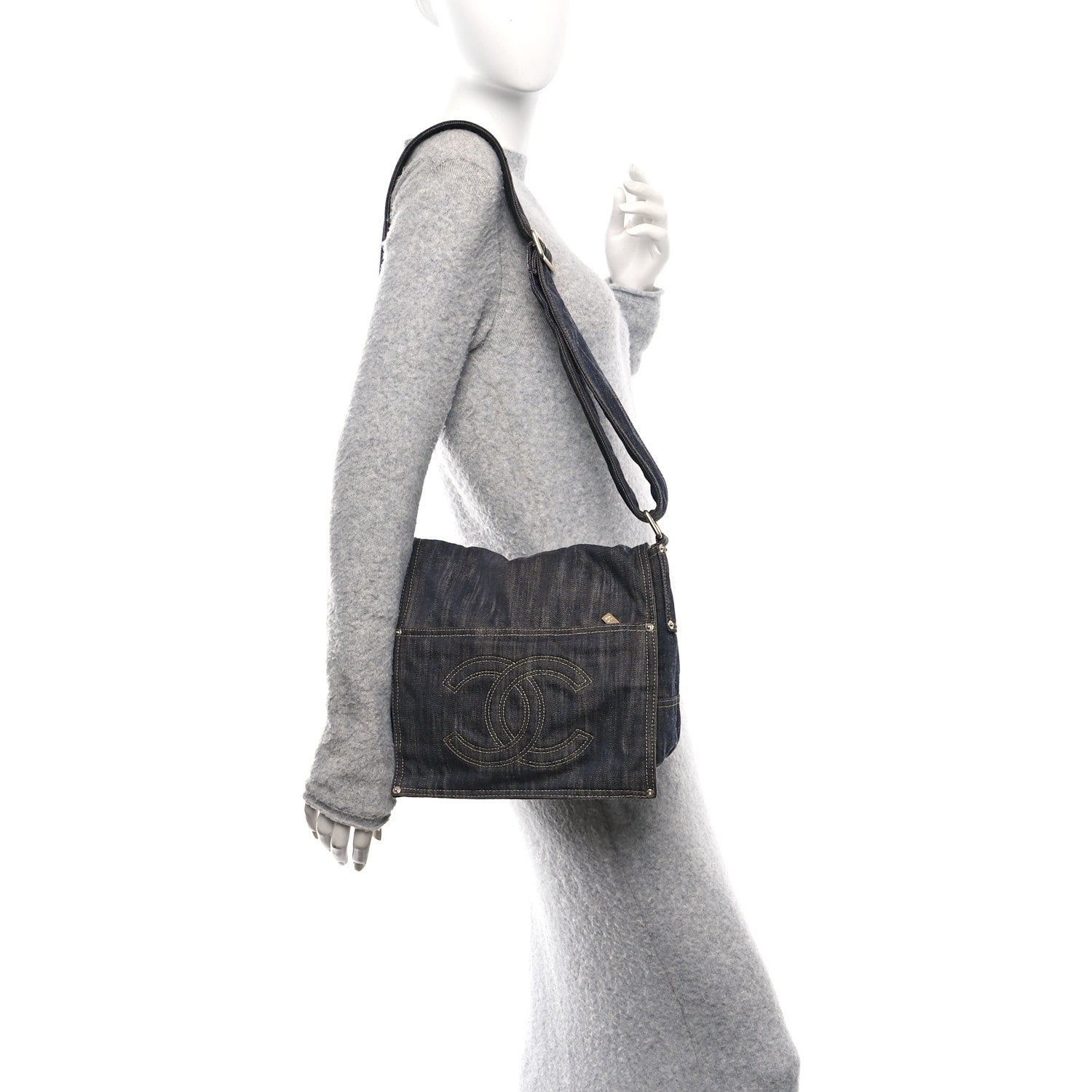 Chanel Denim CC Messenger Bag Blue 2 of 10