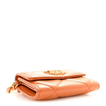 Chanel Lambskin Quilted Chanel 19 Flap Coin Purse With Chain Light Brown 4 of 11