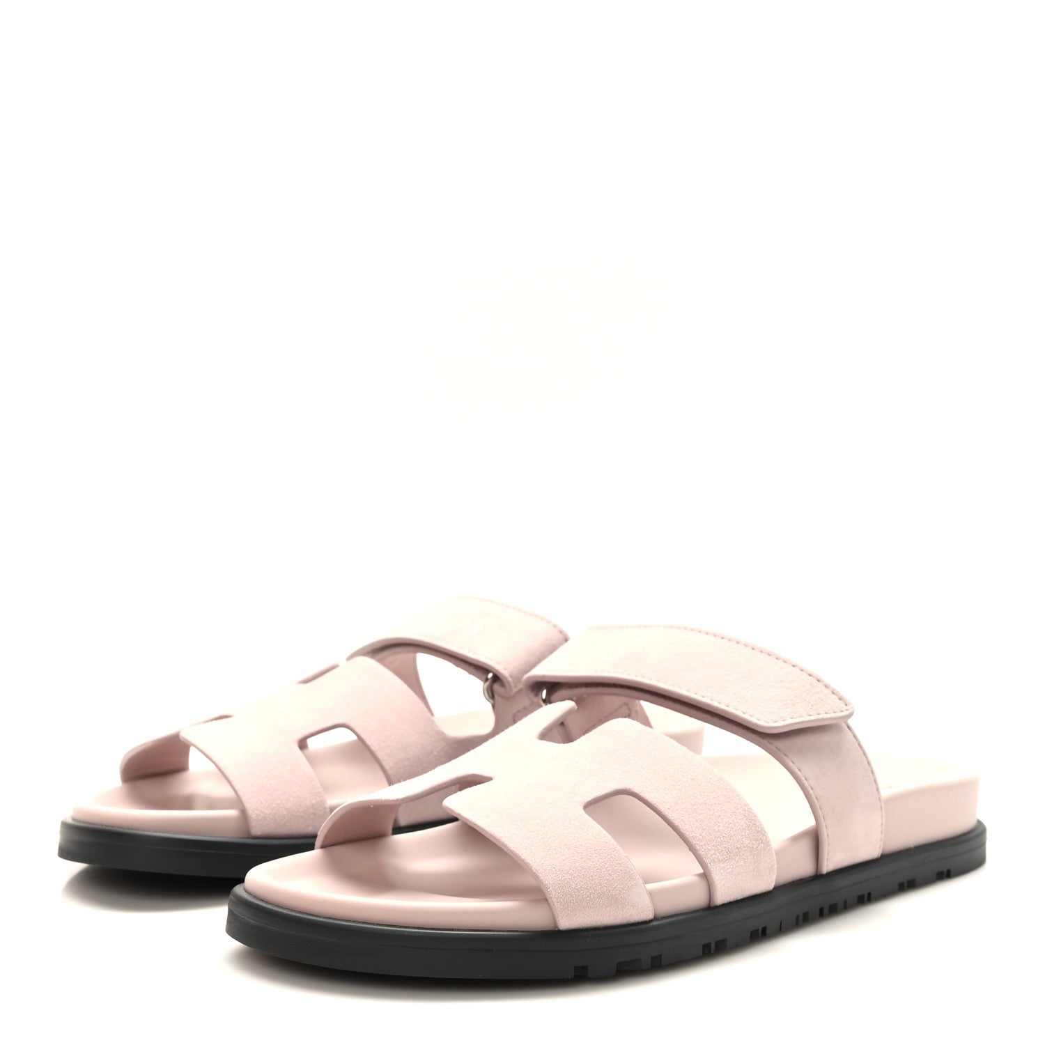 Hermes Suede Goatskin Womens Chypre Sandals 37 Rose Porcelaine 3 of 9