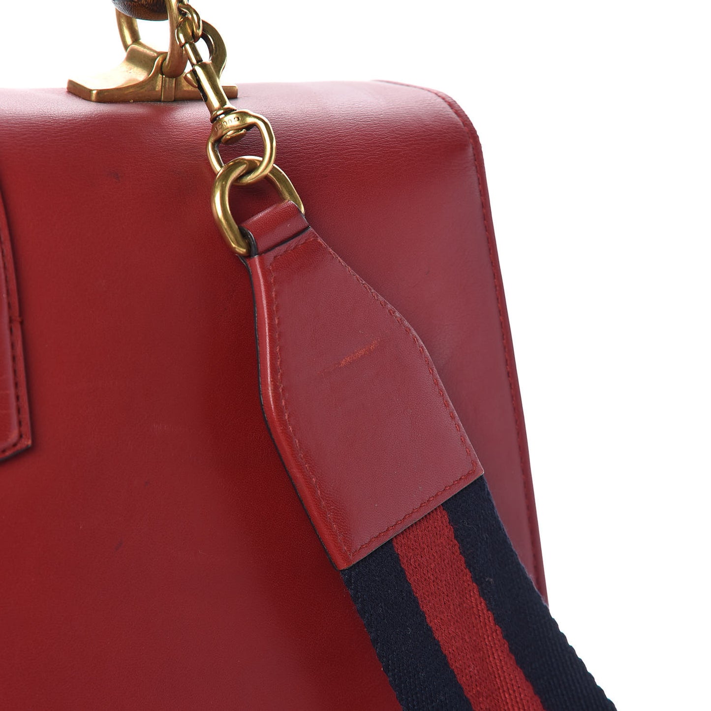 Moon Calfskin Web Large Dionysus Bamboo Top Handle Bag Hibiscus Red