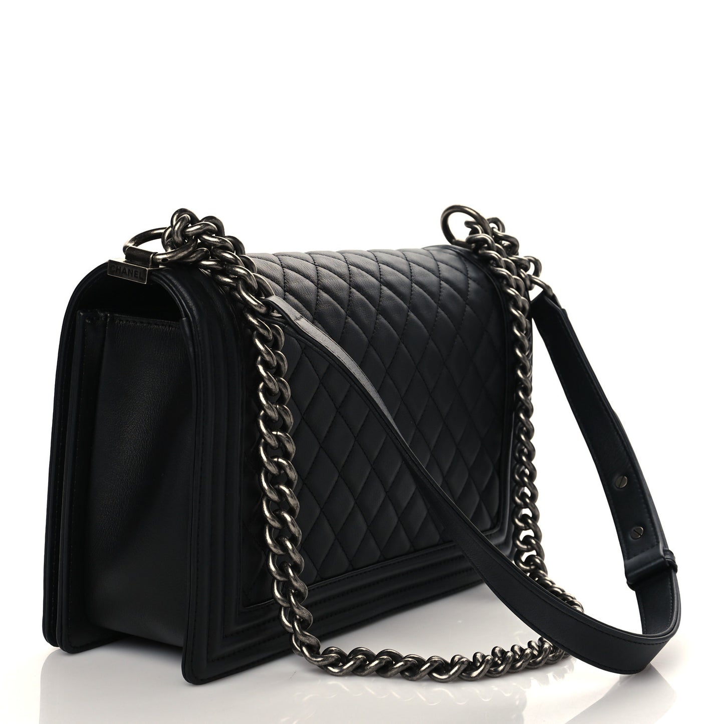 Calfskin Quilted New Medium Boy Flap Black