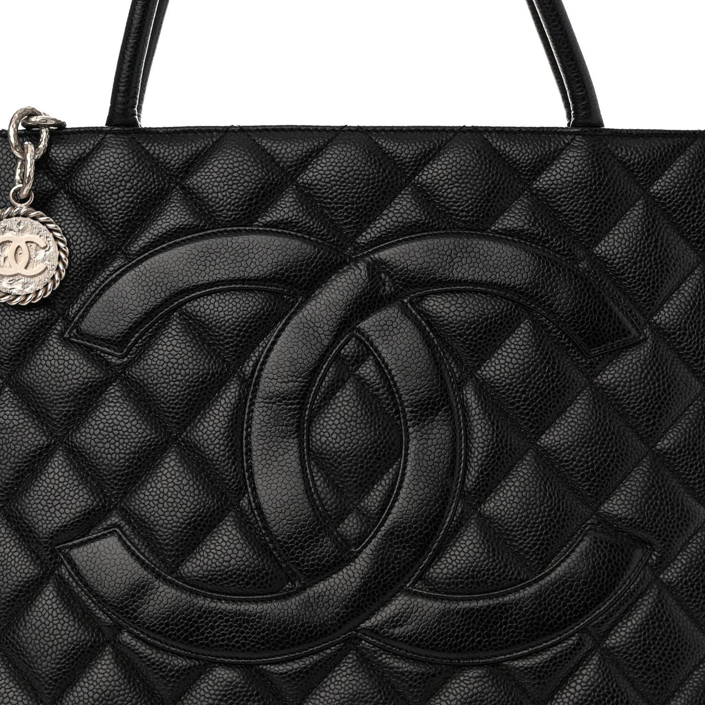 Caviar Quilted Medallion Tote Black