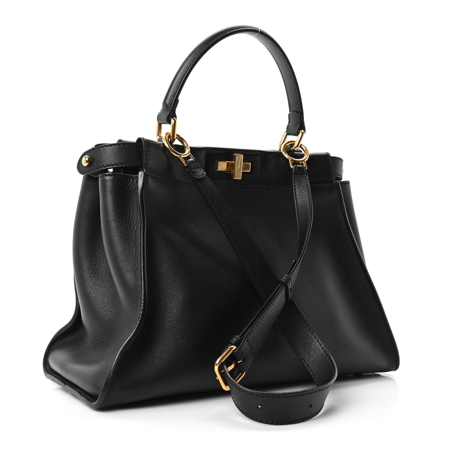 Vitello Seta Shiny Nappa Medium Peekaboo Iconic Satchel Black