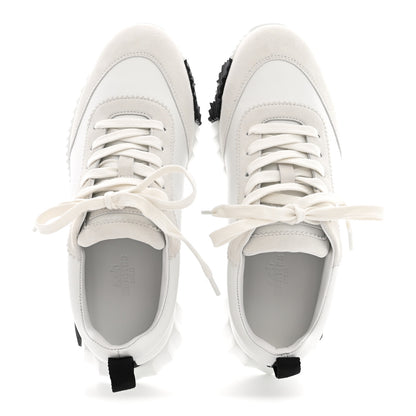 Hermes Calfskin Suede Goatskin Bouncing Sneakers 36.5 White 2 of 9