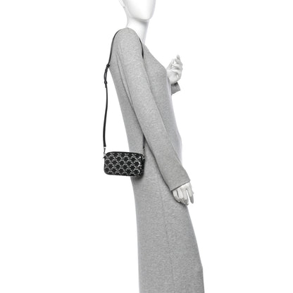 Celine Triomphe Canvas Horizontal Pouch Silver Black 2 of 14