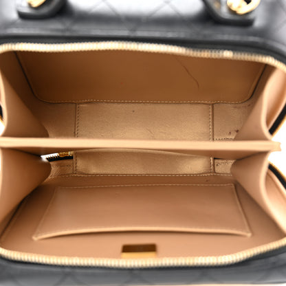 Chanel Lambskin Metal Quilted Golden Plate Vanity Case Black Golden Plate Vanity Case Black Gold 5 of 12