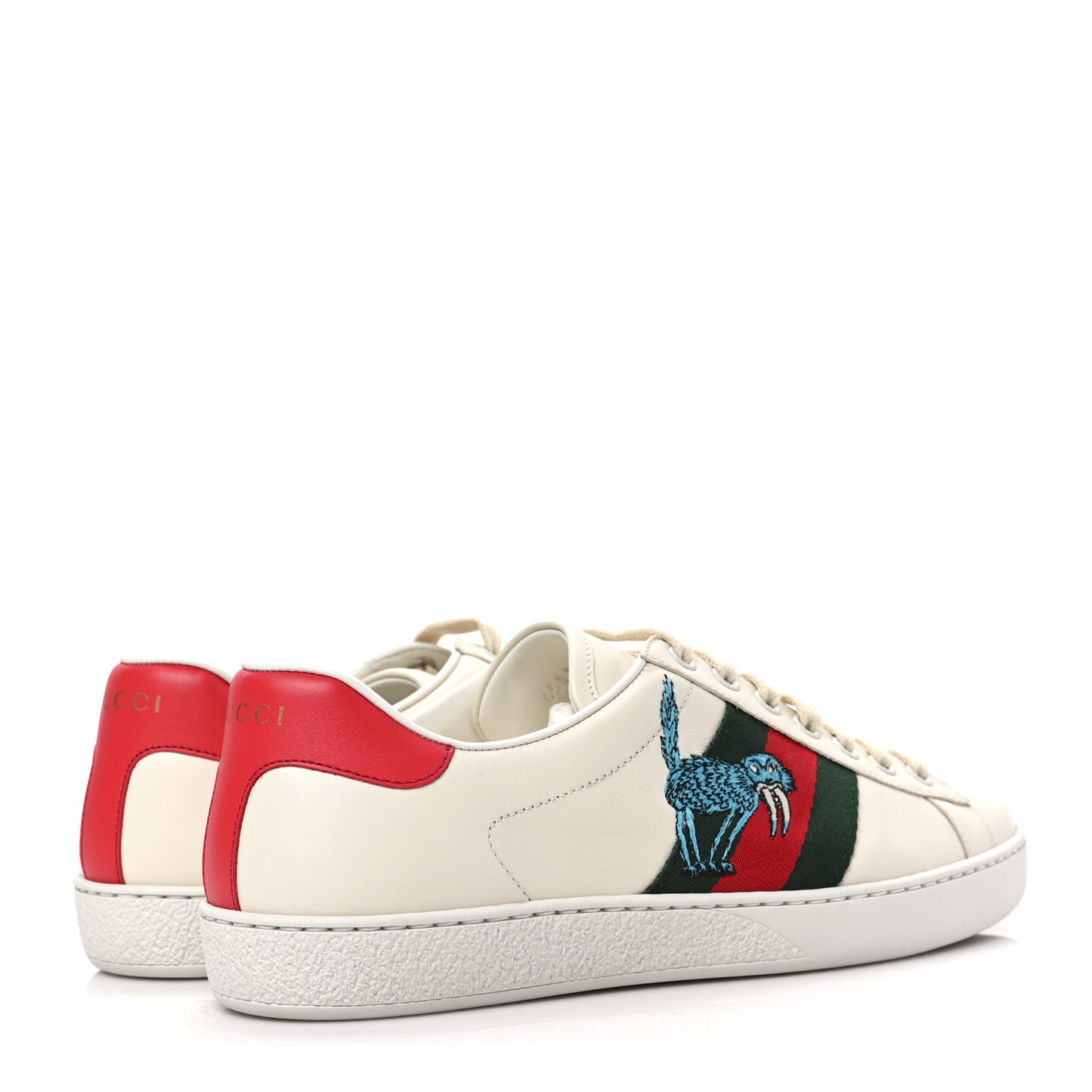 X FREYA HARTAS Calfskin Miro Soft Web Mythical Creature Embroidered Mens Ace Sneakers 6 New Mystic White