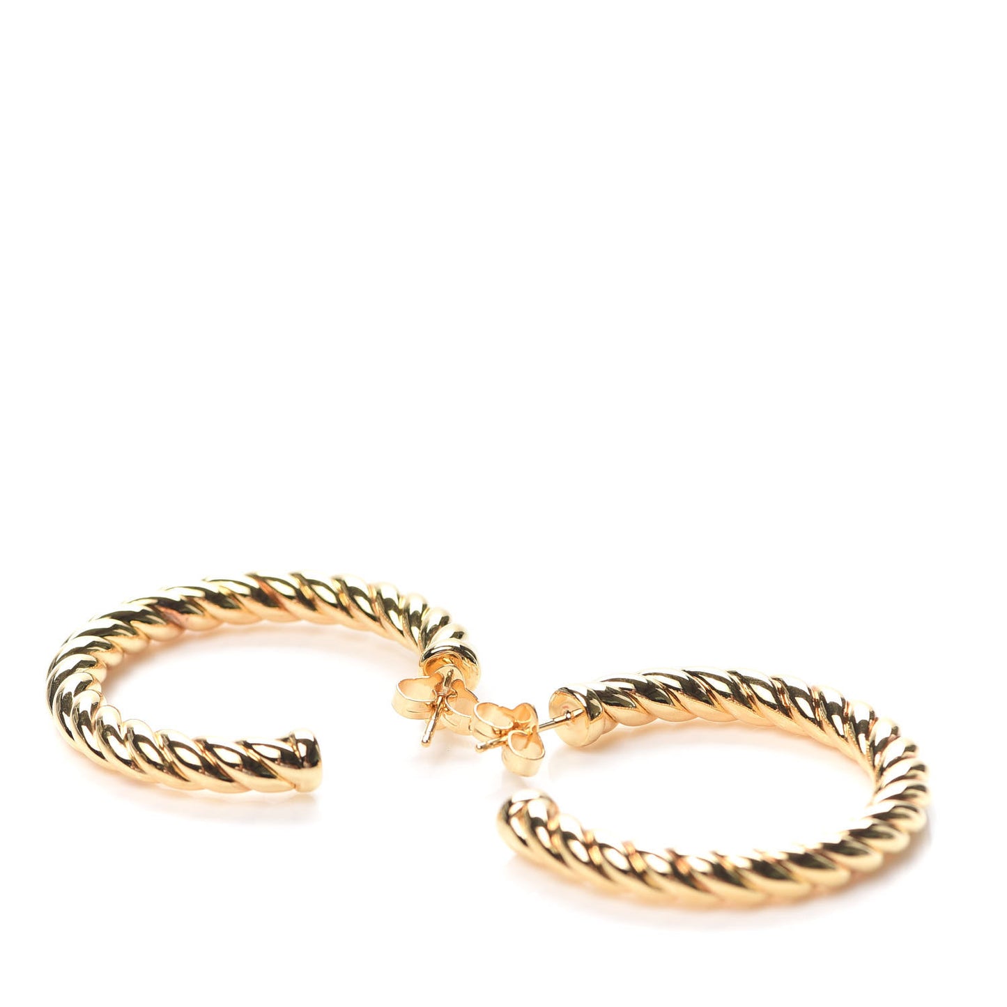 18K Yellow Gold Sculpted Cable Hoop Earrings