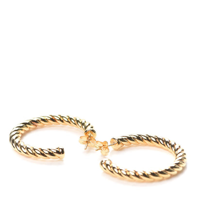 David Yurman 18K Yellow Gold Sculpted Cable Hoop Earrings 3 of 5