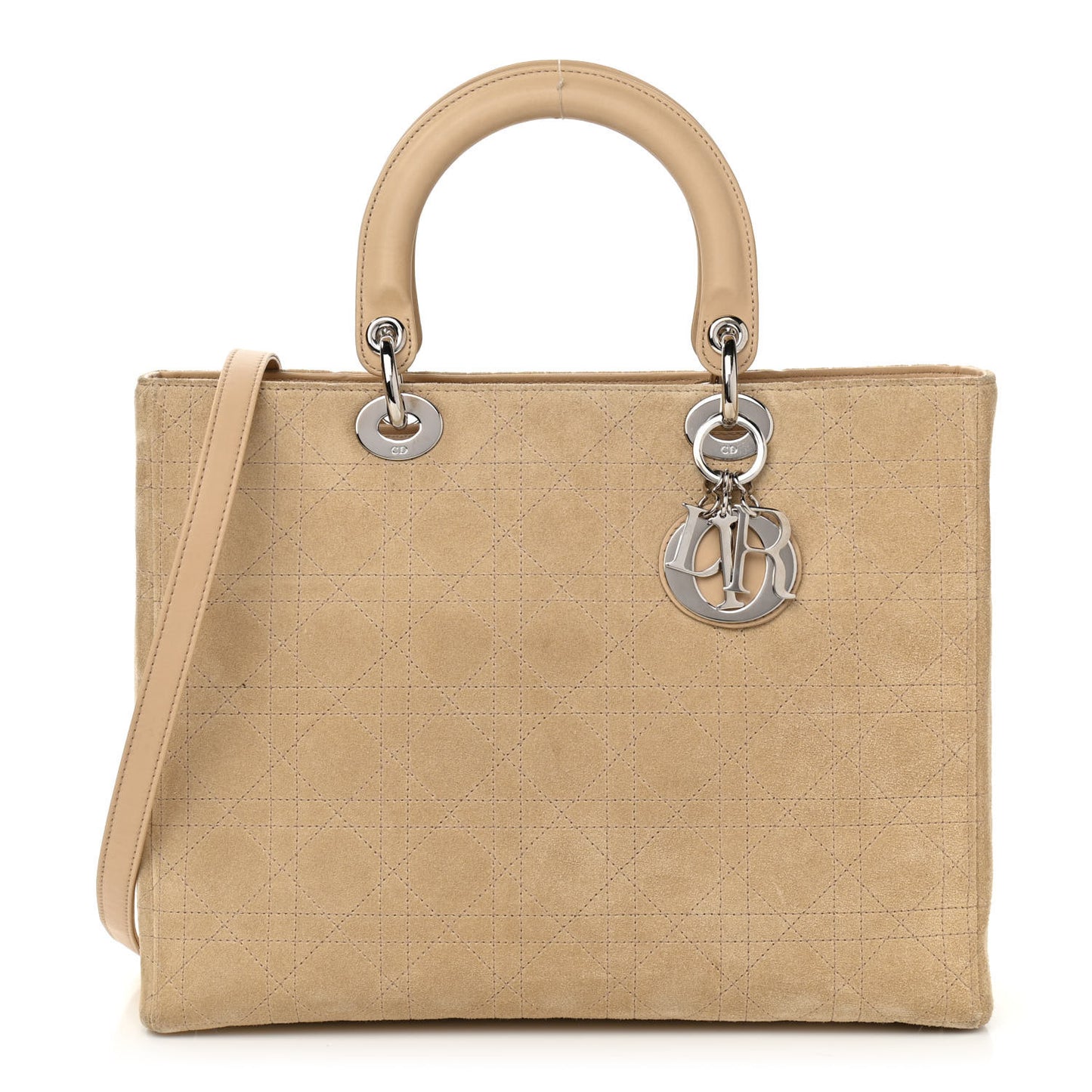 Suede Cannage Large Lady Dior Beige