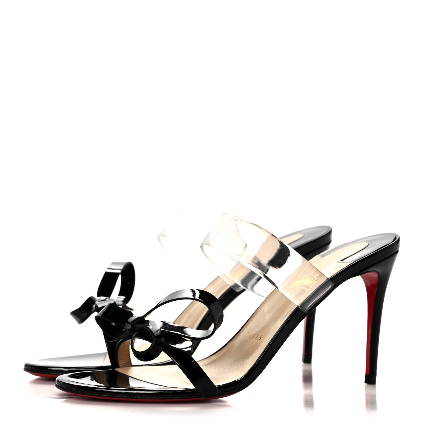 Christian Louboutin Patent PVC Just Nodo 85 Slide Sandals 38 Black 3 of 9